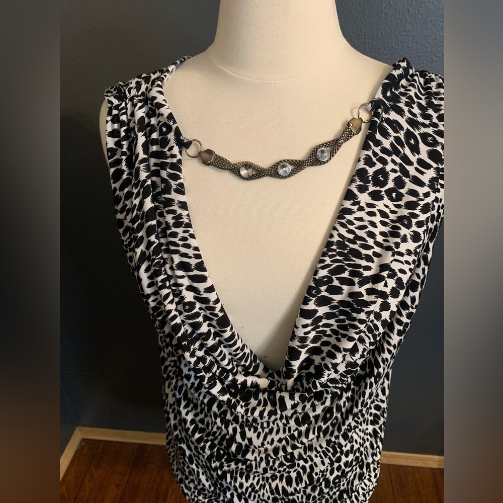 Black and White Leopard Print Top